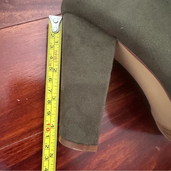 Olive Green Over The Knee Boots High Heeled Size 10 | Faux Suede Olivia Jaymes - Picture 11 of 16